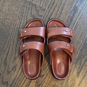 Jenni Kayne Brown Leather Slide Sandals